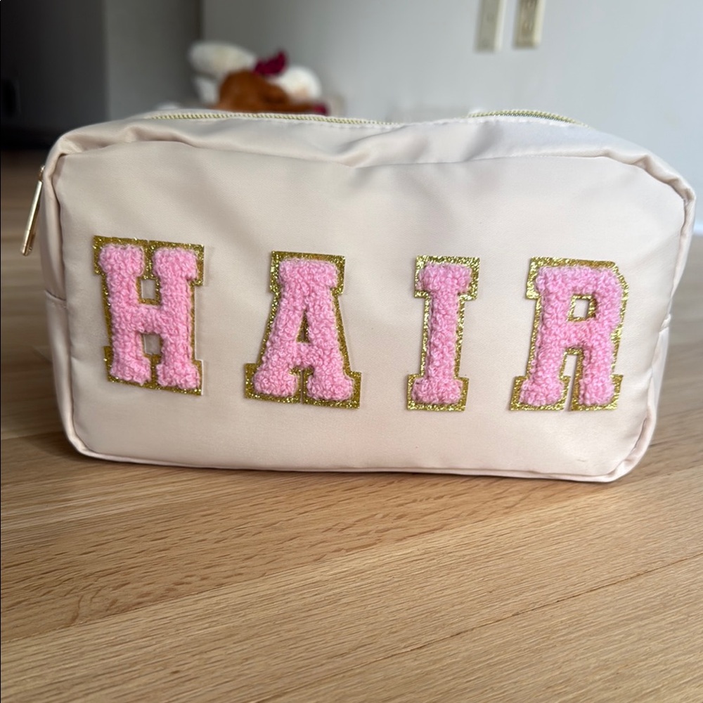 Hair Storage Bag - Pink and Gold
